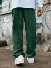 Green Korean Casual Regular Fit Corduroy Trouser